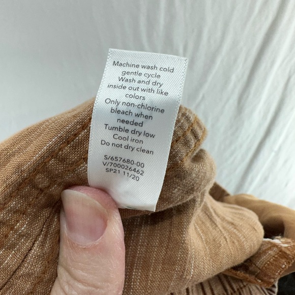 Athleta Cabo Linen Textured Wide Leg Pants Womens 16T Drawstring Tan Brown - Picture 10 of 10